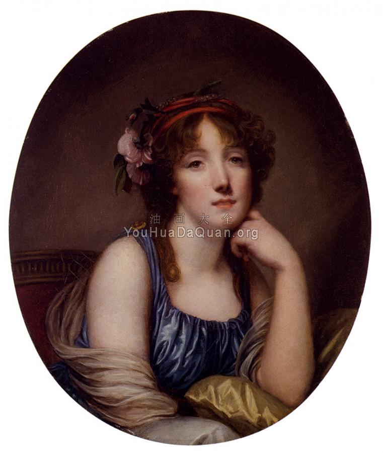 Portrait Of A Young Woman Said To Be The Artists Daughter - 让·巴蒂斯特·格勒兹